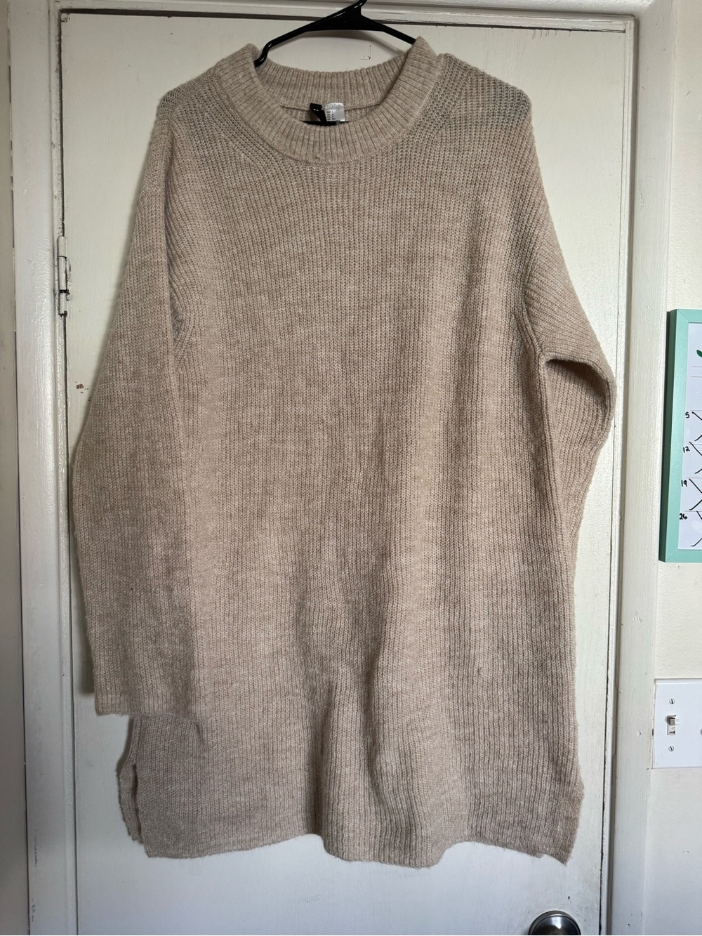 H&M Neutral Beige Crewneck Oversized Knit Sweater